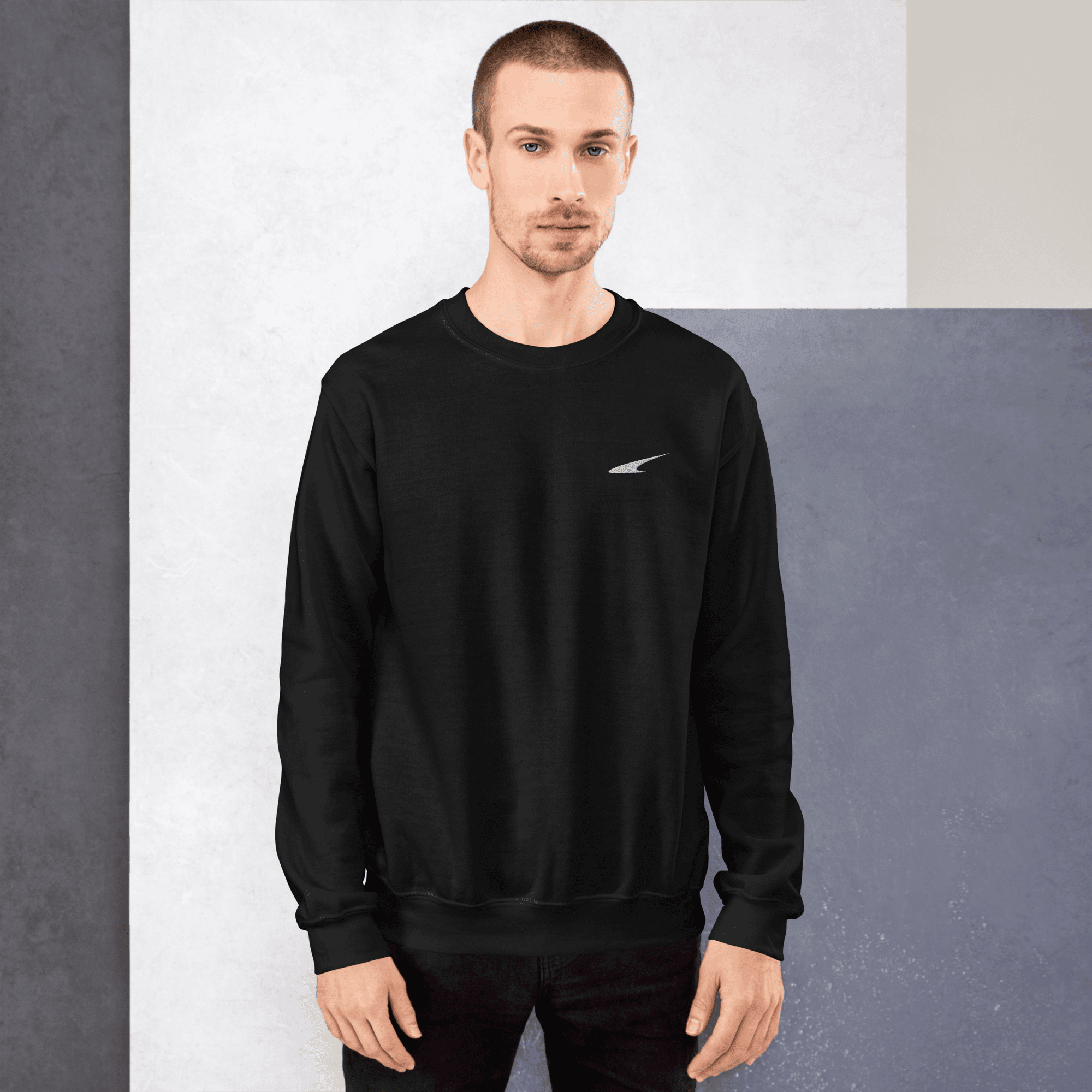 Sudadera Classic sin capucha Negra bordado blanco