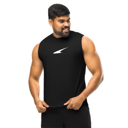 Camiseta sin mangas Negra logo blanco
